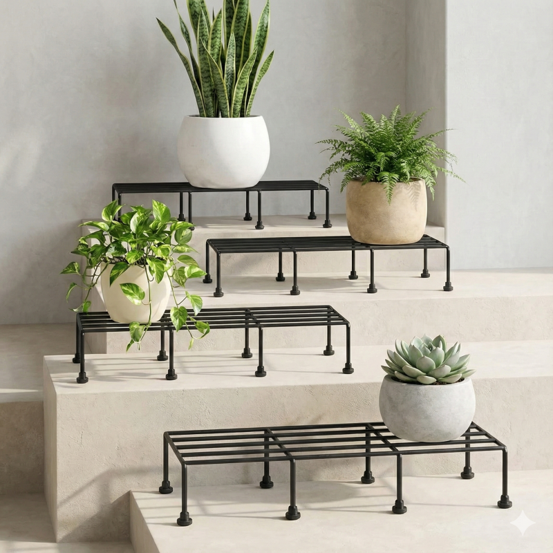 Metal Plant Stand Set of 4 – Multi-Level Heavy Duty Plant Display Rack