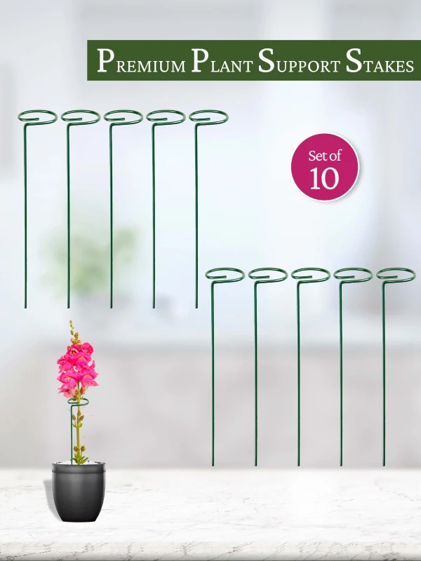 Metal Plant Support Stakes Set of 12 | Heavy-Duty Garden Plant Stem Support Rings for Flowers & Indoor Plants