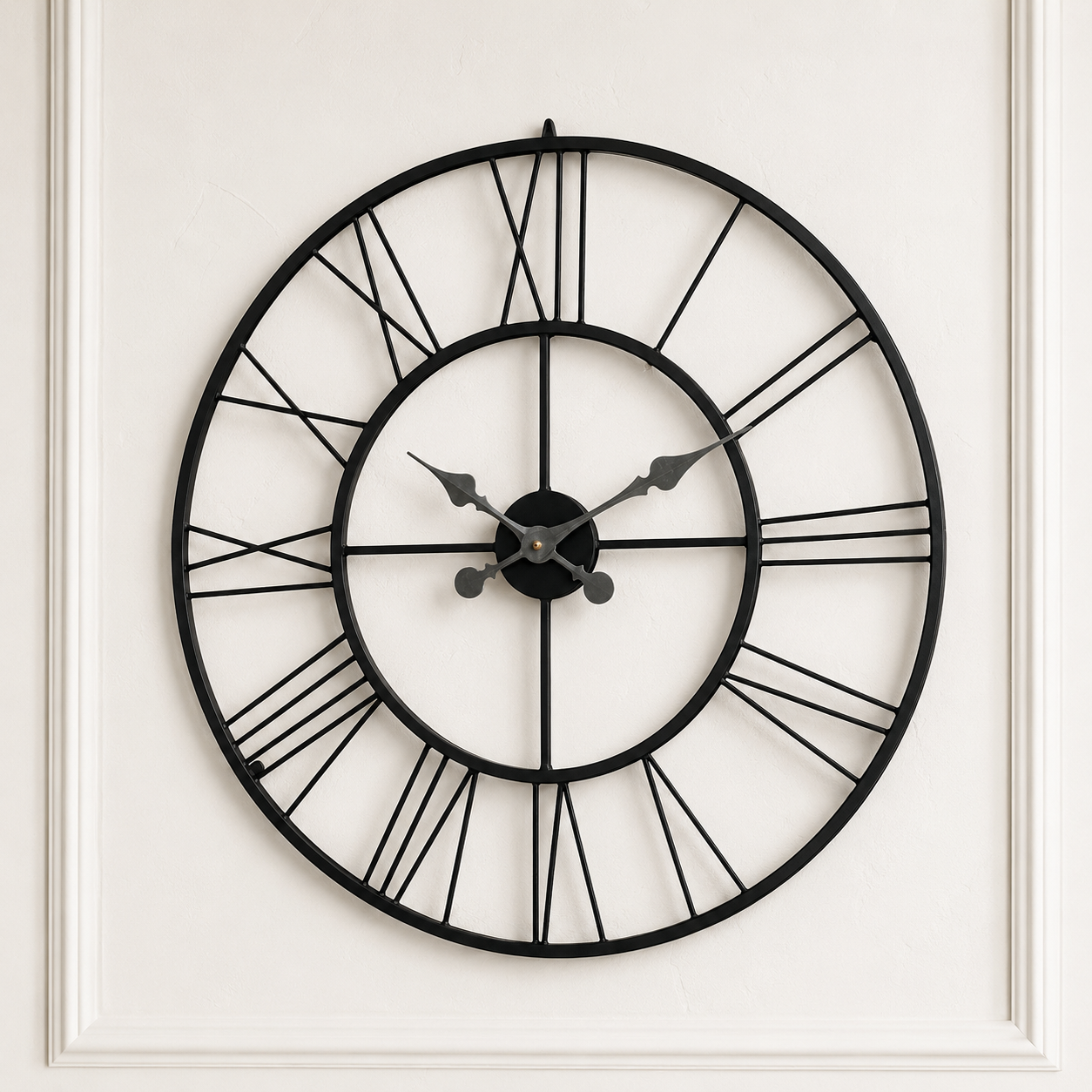Luxury Black Roman Metal Wall Clock for Living Room | Large Vintage Skeleton Wall Clock | Silent Decorative Wall Clock for Home Decor