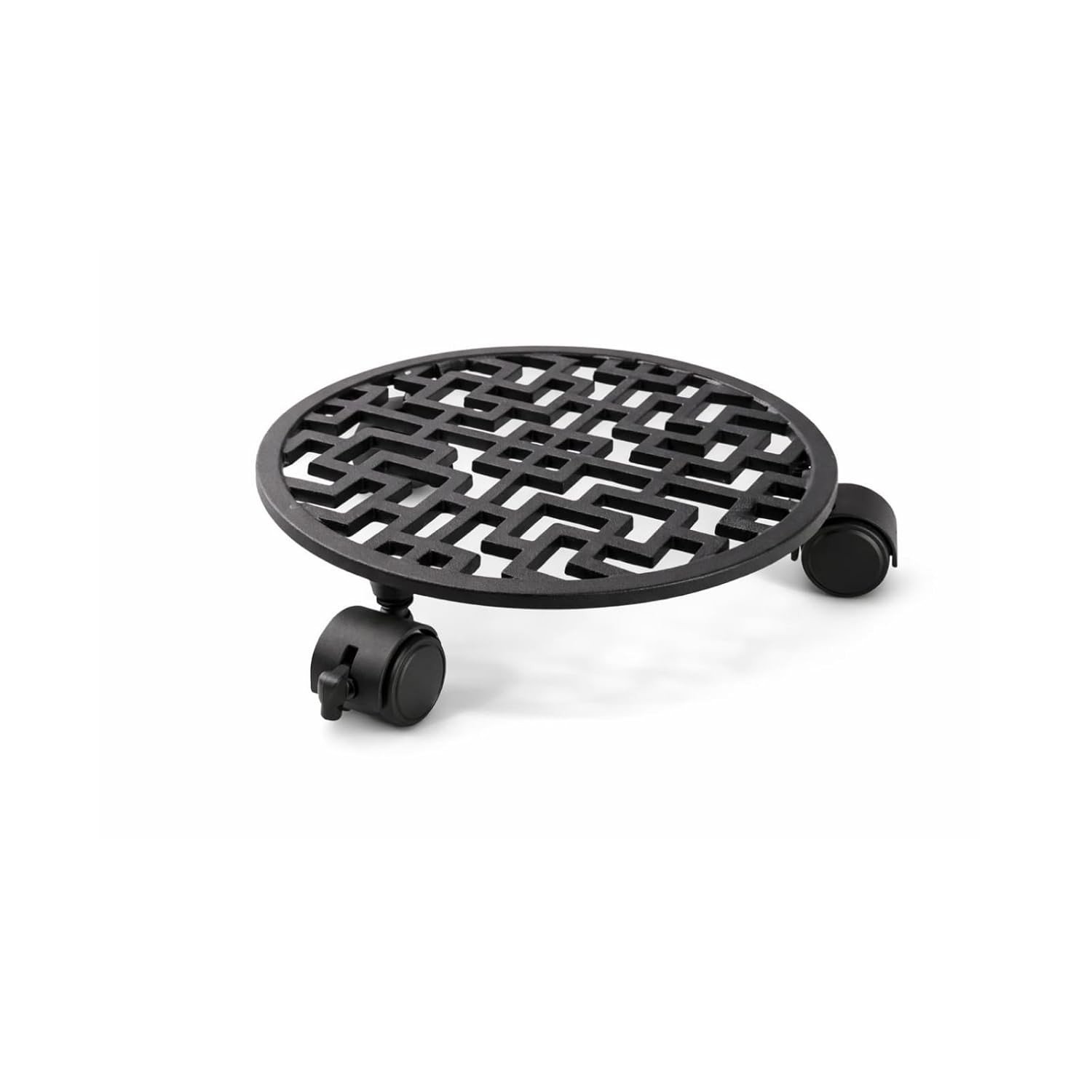 Premium Metal Round Plant Stand with Wheels | Heavy-Duty Rolling Flower Pot Trolley for Indoor & Outdoor Use